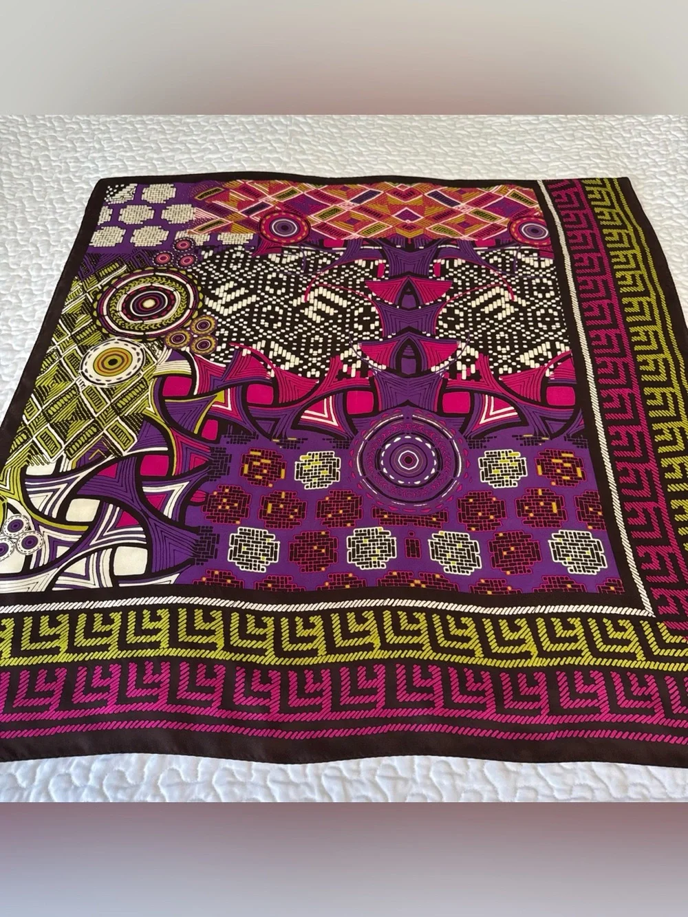 ADRIENNE LANDAU STUDIO Abstract Geo‎ Design Silk Scarf Square 35